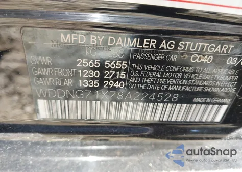 2008 Mercedes-Benz S 550 из США, поврежденный, VIN WDDNG71X78A224528